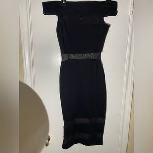 Midi. Off Shoulder Black Dress. Sz: S.